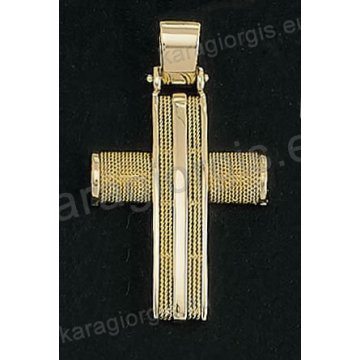 Βαπτιστικός σταυρός για αγόρι Κ14 συρμάτινος χρυσός με χρυσό σύρμα δουλεμένο στο χέρι