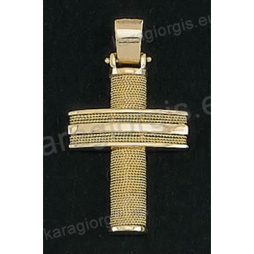 Βαπτιστικός σταυρός για αγόρι Κ14 συρμάτινος χρυσός με χρυσό σύρμα δουλεμένο στο χέρι Με δώρο την αλυσίδα