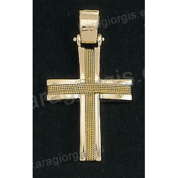 Βαπτιστικός σταυρός για αγόρι Κ14 συρμάτινος χρυσός με χρυσό σύρμα δουλεμένο στο χέρι