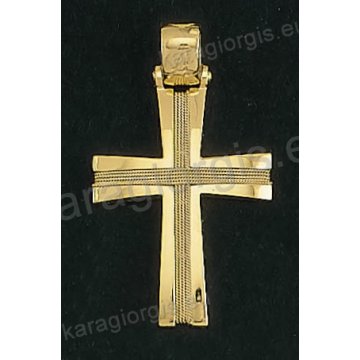 Βαπτιστικός σταυρός για αγόρι Κ14 συρμάτινος χρυσός Με δώρο την αλυσίδα με χρυσό σύρμα δουλεμένο στο χέρι