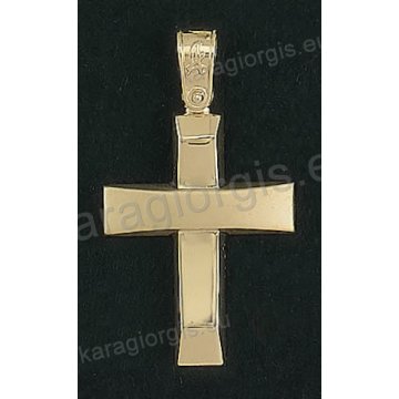Βαπτιστικός σταυρός για αγόρι Κ14 χρυσός με λουστρέ και ματ φινίρισμα με λουστρέ και ματ φινίρισμα
