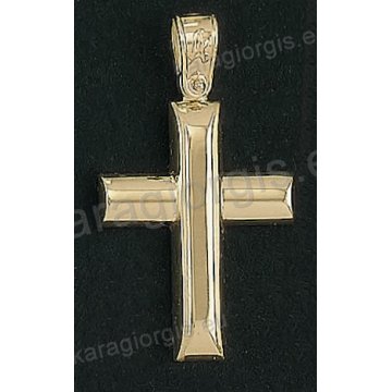 Βαπτιστικός σταυρός για αγόρι Κ14 χρυσός με λουστρέ φινίρισμα