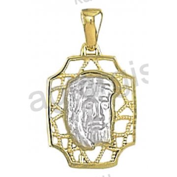 Μενταγιόν - φυλακτό Κ14 δίχρωμο χρυσό με λευκόχρυσο με Χριστούλη