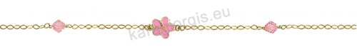 Παιδικό βραχιολάκι για κορίτσι χρυσό Κ14 με λουλουδάκι με σμάλτο και ροζ σπινέλιους