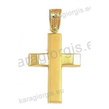 Χρυσός βαπτιστικός σταυρός για αγόρι Κ14 με λουστρέ φινίρισμα 