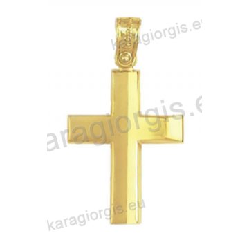 Χρυσός βαπτιστικός σταυρός για αγόρι Κ14 με λουστρέ και ματ φινίρισμα 