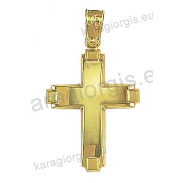 Χρυσός βαπτιστικός σταυρός Κ14 για αγόρι με λουστρέ φινίρισμα