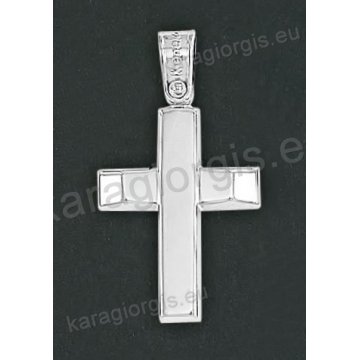 Λευκόχρυσος βαπτιστικός σταυρός για αγόρι Κ14 με λουστρέ φινίρισμα 