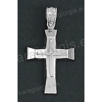Λευκόχρυσος βαπτιστικός σταυρός για αγόρι Κ14 με λουστρέ φινίρισμα