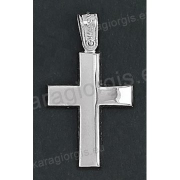 Λευκόχρυσος βαπτιστικός σταυρός για αγόρι Κ14 με λουστρέ και ματ φινίρισμα 