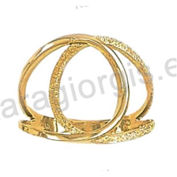 Μοντέρνο χρυσό δαχτυλίδι Κ14 με μαρτιλέ φινίρισμα