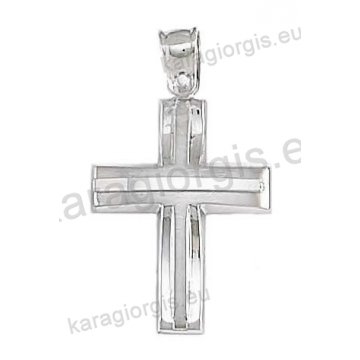 Βαπτιστικός σταυρός για αγόρι λευκόχρυσο με ματ και λουστρέ φινίρισμα.   