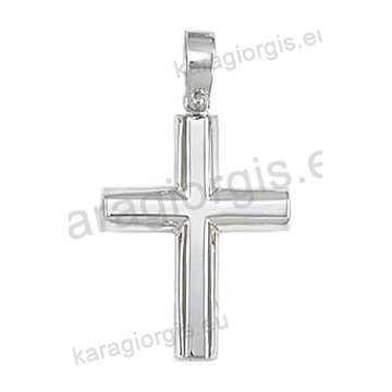 Βαπτιστικός σταυρός για αγόρι λευκόχρυσο κλασικός σε λουστρέ φινίρισμα.   