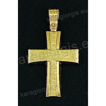 Βαπτιστικός σταυρός για αγόρι χρυσός με σαγρέ και λουστρέ φινίρισμα.