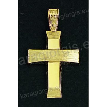 Βαπτιστικός σταυρός για αγόρι χρυσός με σαγρέ και λουστρέ φινίρισμα.