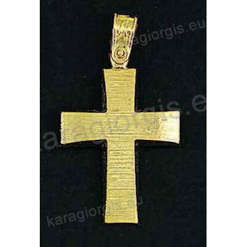 Βαπτιστικός σταυρός για αγόρι χρυσός με σαγρέ φινίρισμα.