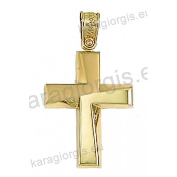 Βαπτιστικός σταυρός για αγόρι χρυσός σε λουστρέ με ματ φινίρισμα.