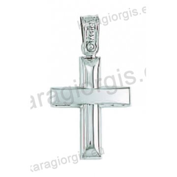 Βαπτιστικός σταυρός για αγόρι λευκόχρυσος σε λουστρέ με ματ φινίρισμα.