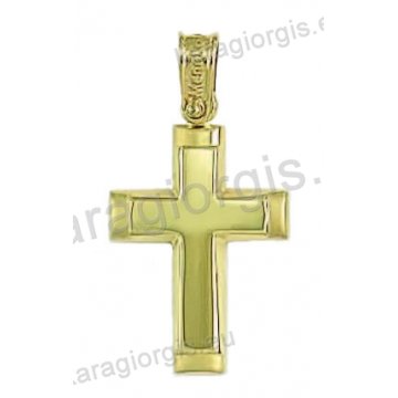 Βαπτιστικός σταυρός για αγόρι χρυσός σε λουστρέ με ματ φινίρισμα.