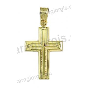 Βαπτιστικός σταυρός για αγόρι χρυσός σε λουστρέ φινίρισμα.