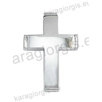 Βαπτιστικός σταυρός για αγόρι κλασικός σε λευκόχρυσο με λουστρέ φινίρισμα.