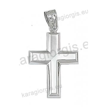 Βαπτιστικός σταυρός για αγόρι σε λευκόχρυσο με ματ και λουστρέ φινίρισμα.