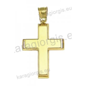 Βαπτιστικός σταυρός για αγόρι χρυσός κλασσικός σε λουστρέ φινίρισμα.