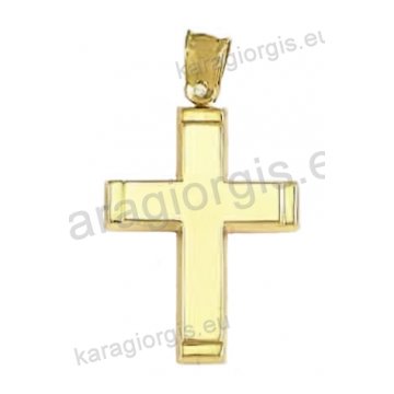 Βαπτιστικός σταυρός για αγόρι χρυσός κλασσικός σε λουστρέ φινίρισμα.