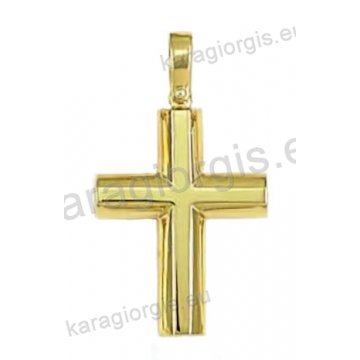 Βαπτιστικός σταυρός για αγόρι χρυσός με λουστρέ και ματ φινίρισμα.