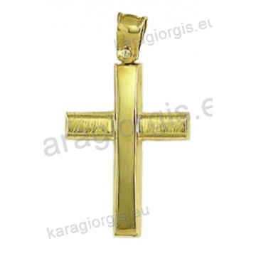 Βαπτιστικός σταυρός για αγόρι χρυσός με λουστρέ και ματ φινίρισμα.