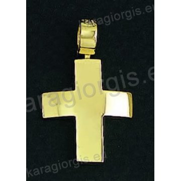 Βαπτιστικός σταυρός για αγόρι χρυσός κλασικός σε λουστρέ φινίρισμα.