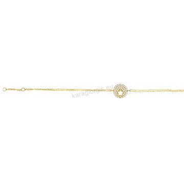 Βραχιόλι χρυσό fashion Κ14 με στρογγυλό μοτίφ με αστέρι και άσπρες πέτρες ζιργκόν.