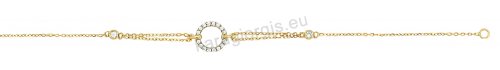 Βραχιόλι χρυσό fashion Κ14 με στρογγυλό κύκλο με άσπρες πέτρες ζιργκόν.