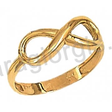 Δαχτυλίδι χρυσό 14 καράτια με άπειρο σε λουστρέ φινίρισμα.