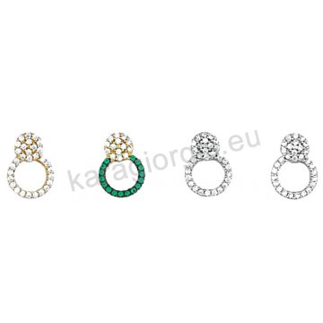 Σκουλαρίκι Κ14 πάνω στο αυτί χρυσό ή λευκόχρυσο σε κύκλο με χρωματιστές πέτρες ζιργκόν.