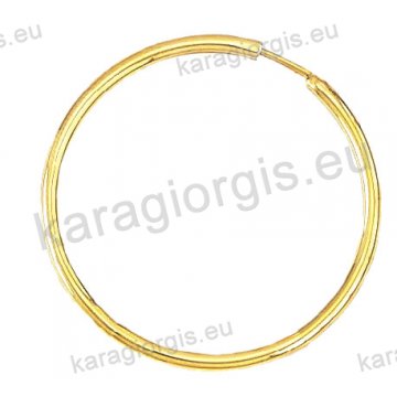 Κρίκοι χρυσοί Κ14 σε λουστρέ φινίρισμα διαμέτρου 3,30cm και πάχος 2,2mm. 