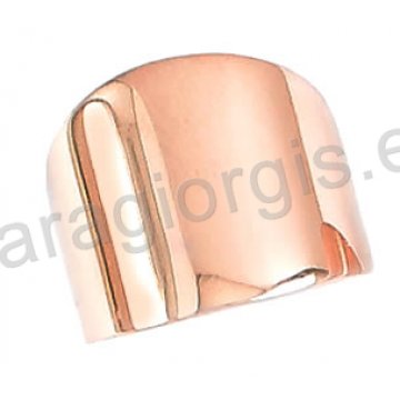 Δαχτυλίδι ροζ χρυσό Κ14 rose gold σε λουστρέ φινίρισμα.