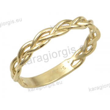 Δαχτυλίδι γυναικείο χρυσό Κ14 σε πλεξούδα.