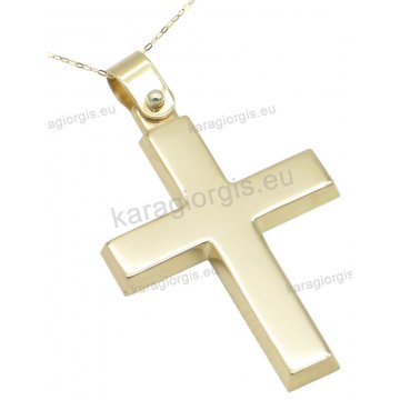 Σταυρός βάπτισης για αγόρι χρυσός Κ14 σε λουστρέ φινίρισμα κλασικός.