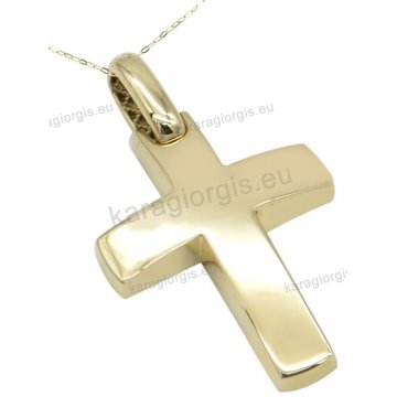 Σταυρός βάπτισης για αγόρι χρυσός Κ14 σε λουστρέ φινίρισμα.