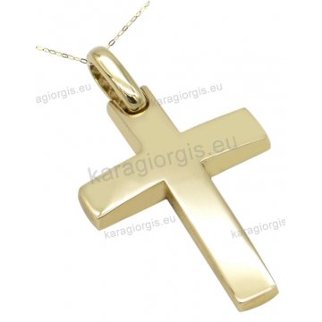 Σταυρός βάπτισης για αγόρι χρυσός Κ14 σε λουστρέ φινίρισμα.