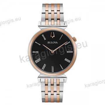 Ρολόι BULOVA Classic Regatta Collection ανδρικό quartz δίχρωμο rose gold με διμεταλλικό ατσάλινο μπρασελέ 38mm.