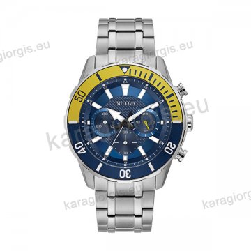 Ρολόι BULOVA Sport Collection ανδρικό quartz χρονογράφος με ατσάλινο μπρασελέ 44mm.