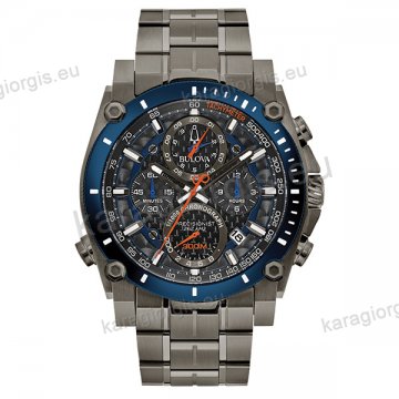 Ρολόι BULOVA Precisionist Chronograph Collection ανδρικό διμεταλλικό ανθρακί με ατσάλινο μπρασελέ και χρονογράφο ακριβείας 46mm