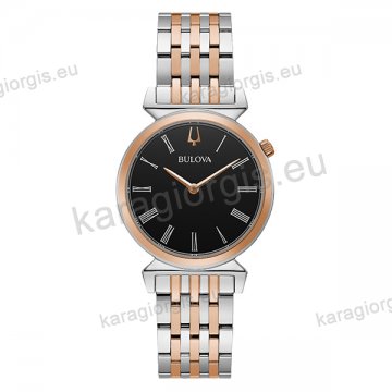 Ρολόι BULOVA Classic Regatta Collection γυναικείο quartz δίχρωμο rose gold με ατσάλινο μπρασελέ 30mm.