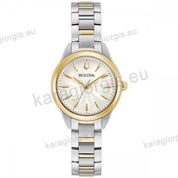 Ρολόι BULOVA Sutton Collection γυναικείο quartz δίχρωμο επίχρυσο με ατσάλινο μπρασελέ 28mm.