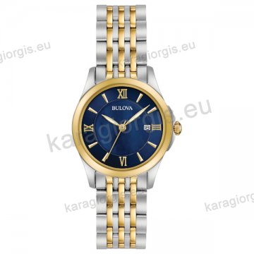 Ρολόι BULOVA Classic Collection γυναικείο quartz δίχρωμο επίχρυσο με ατσάλινο μπρασελέ 28mm.