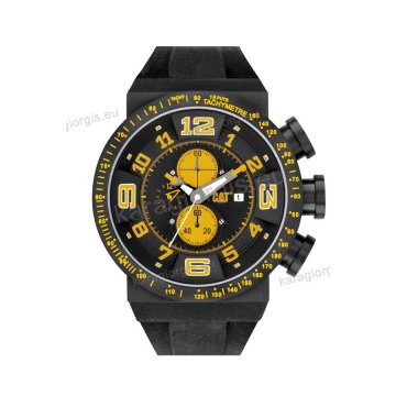 Ρολόι CUT CATERPILLAR DT50 chrono ανδρικό με μαύρο λουράκι σιλικόνης 50mm