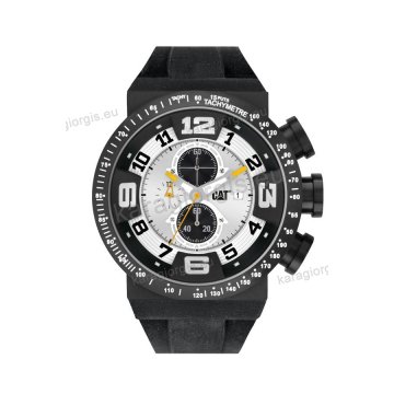 Ρολόι CUT CATERPILLAR DT50 chrono ανδρικό με μαύρο λουράκι σιλικόνης 50mm