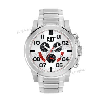 Ρολόι CUT CATERPILLAR Chicago chrono ανδρικό με μπρασελέ από ανοξείδωτο ατσάλι και χρονογράφος πολλαπλών ενδείξεων 48mm